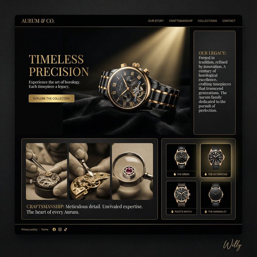 Luxury Watch Brand Landing Page Design Prompt — Nano Banana Pro image prompt example