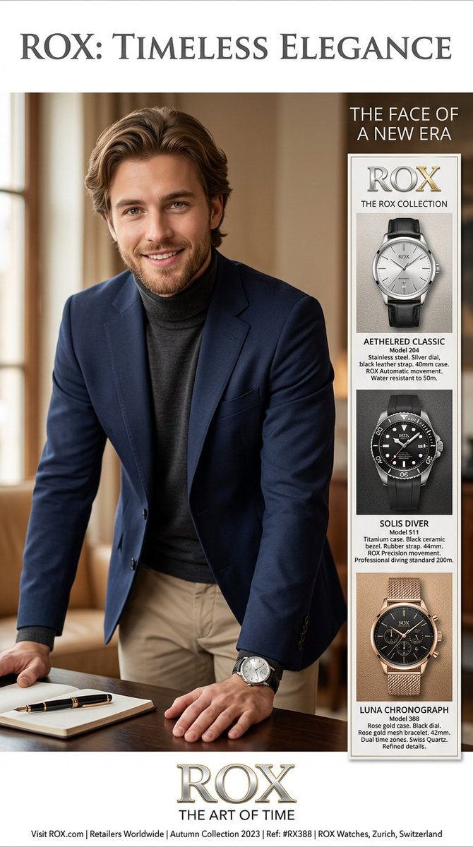 Luxury Watch Magazine Advertisement — Nano Banana Pro image prompt example