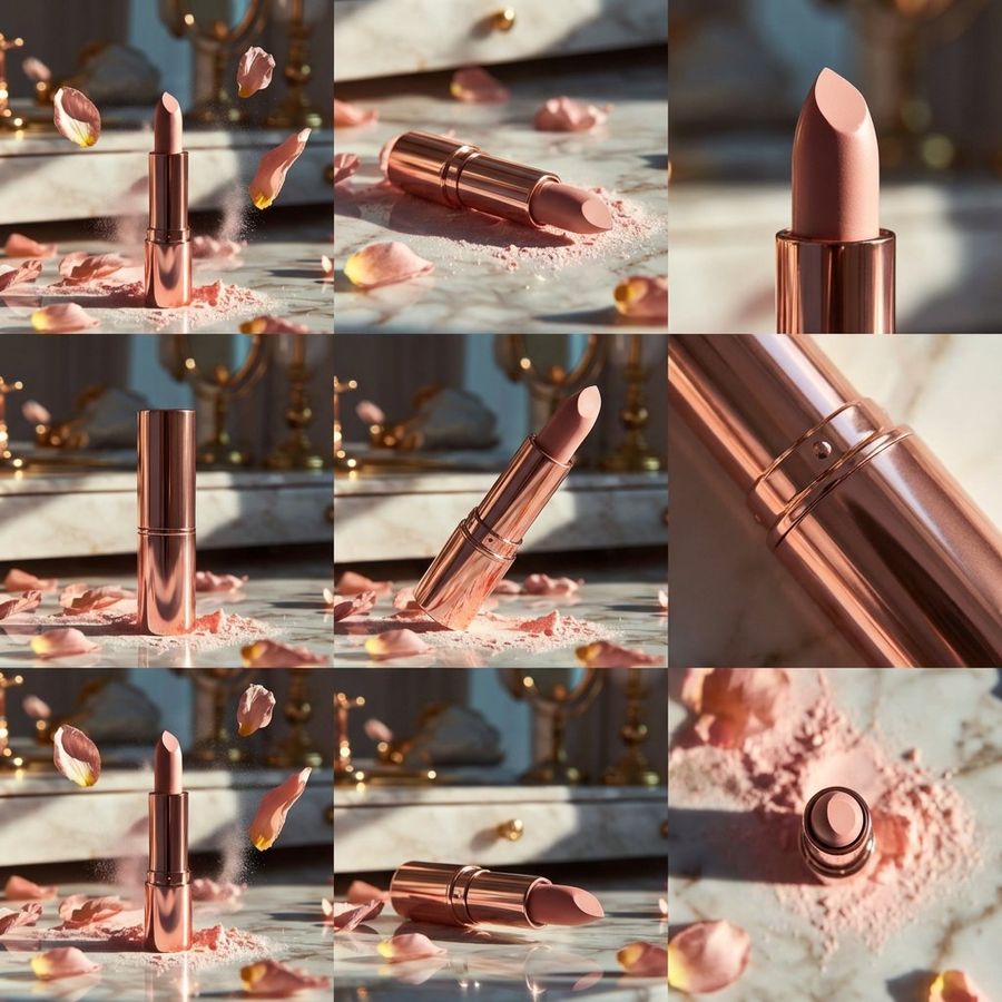Macro Product Photography Of Rose Gold Lipstick — Nano Banana Pro image prompt example