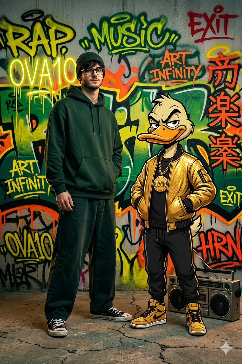 Man Cartoon Duck Streetwear Graffiti — generated with Nano Banana Pro
