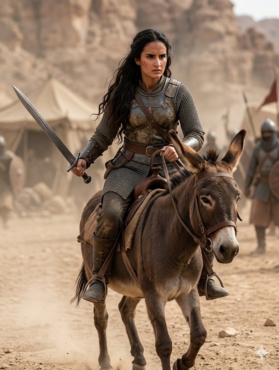Medieval Desert Battlefield Warrior — Nano Banana Pro image prompt example
