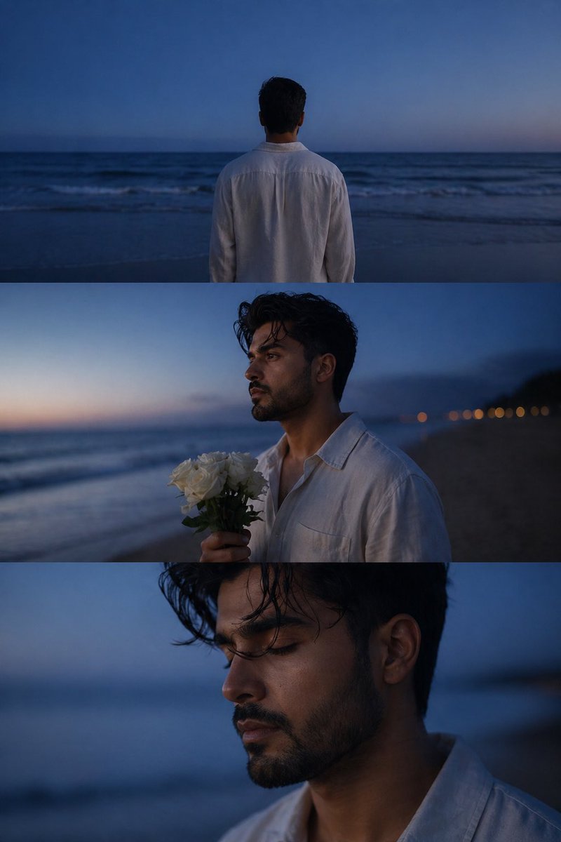 Melancholic Blue Hour Portrait — Nano Banana Pro image prompt example