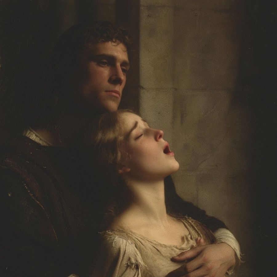 Melancholic Medieval Woman And Man — Nano Banana Pro image prompt example