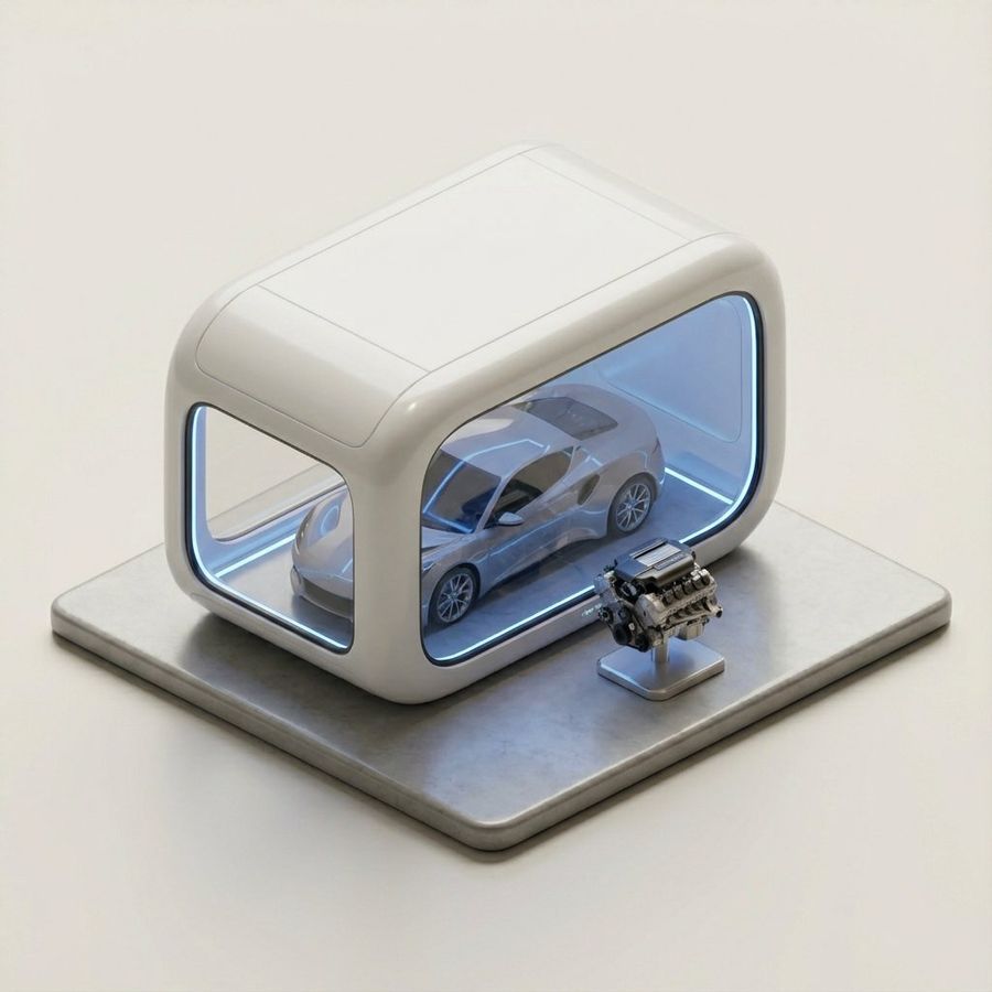 Minimalist 3d Isometric Car Showroom Model — Nano Banana Pro image prompt example