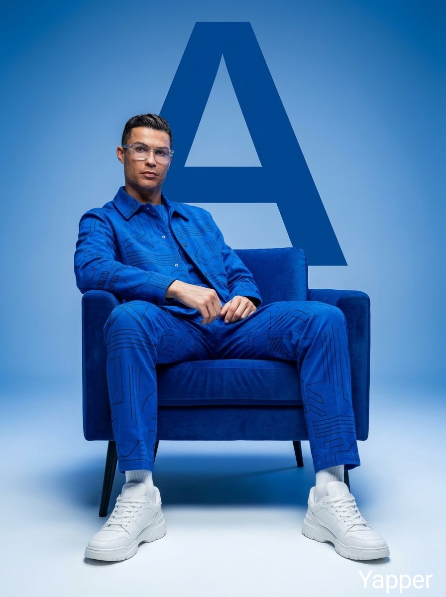 Minimalist Cobalt Blue Fashion Studio Shoot — Nano Banana Pro image prompt example