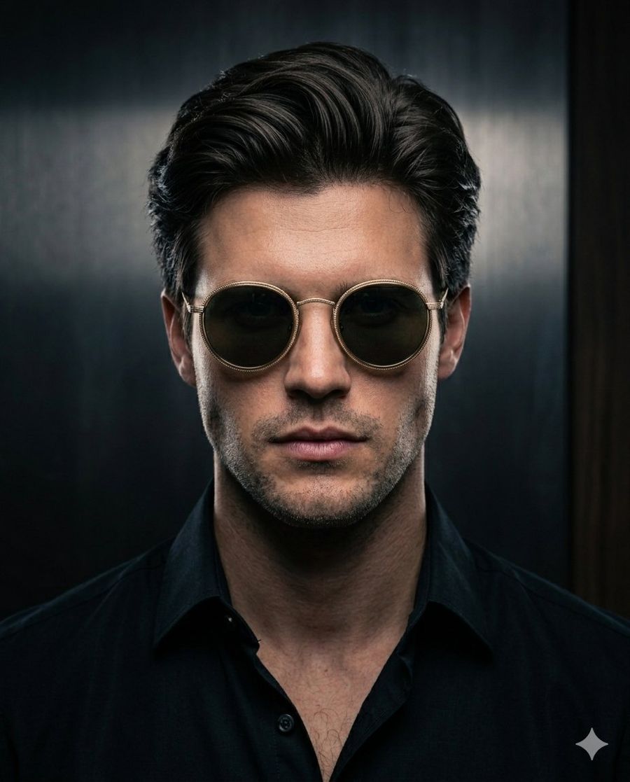 Minimalist Noir Sunglasses Portrait — Nano Banana Pro image prompt example