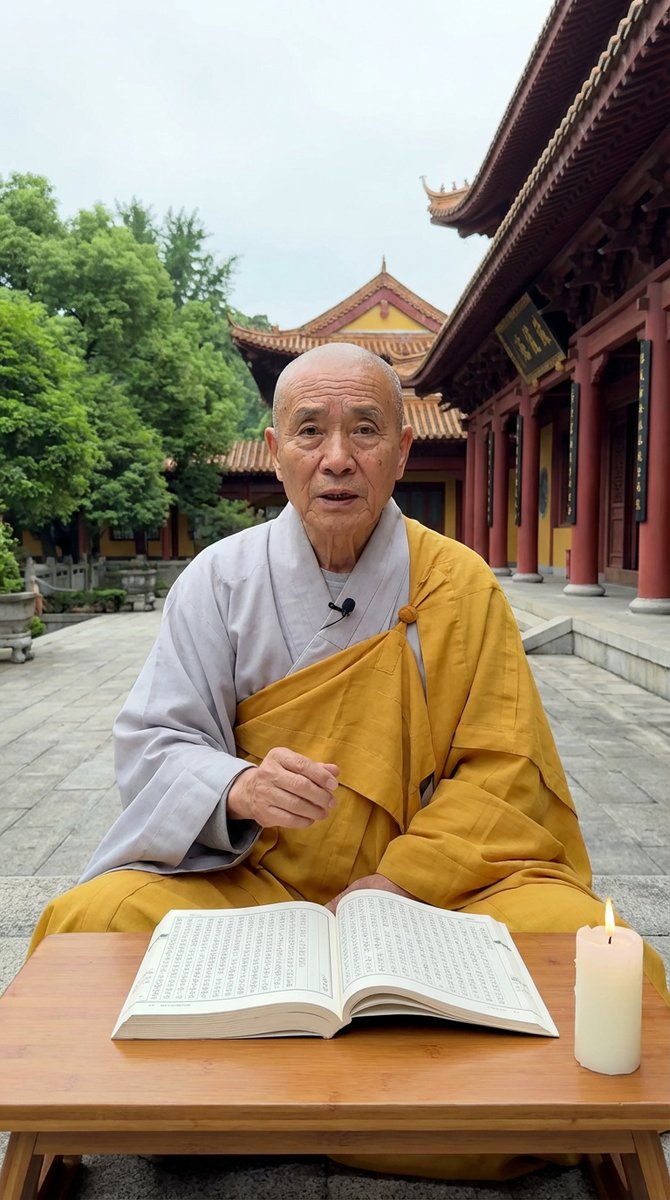 Monk Delivering Life Advice Video Still Prompt — Nano Banana Pro image prompt example