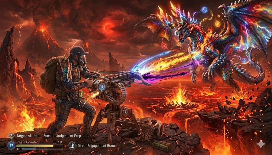 Monster Hunter Alatreon Battle Scene — Nano Banana Pro image prompt example