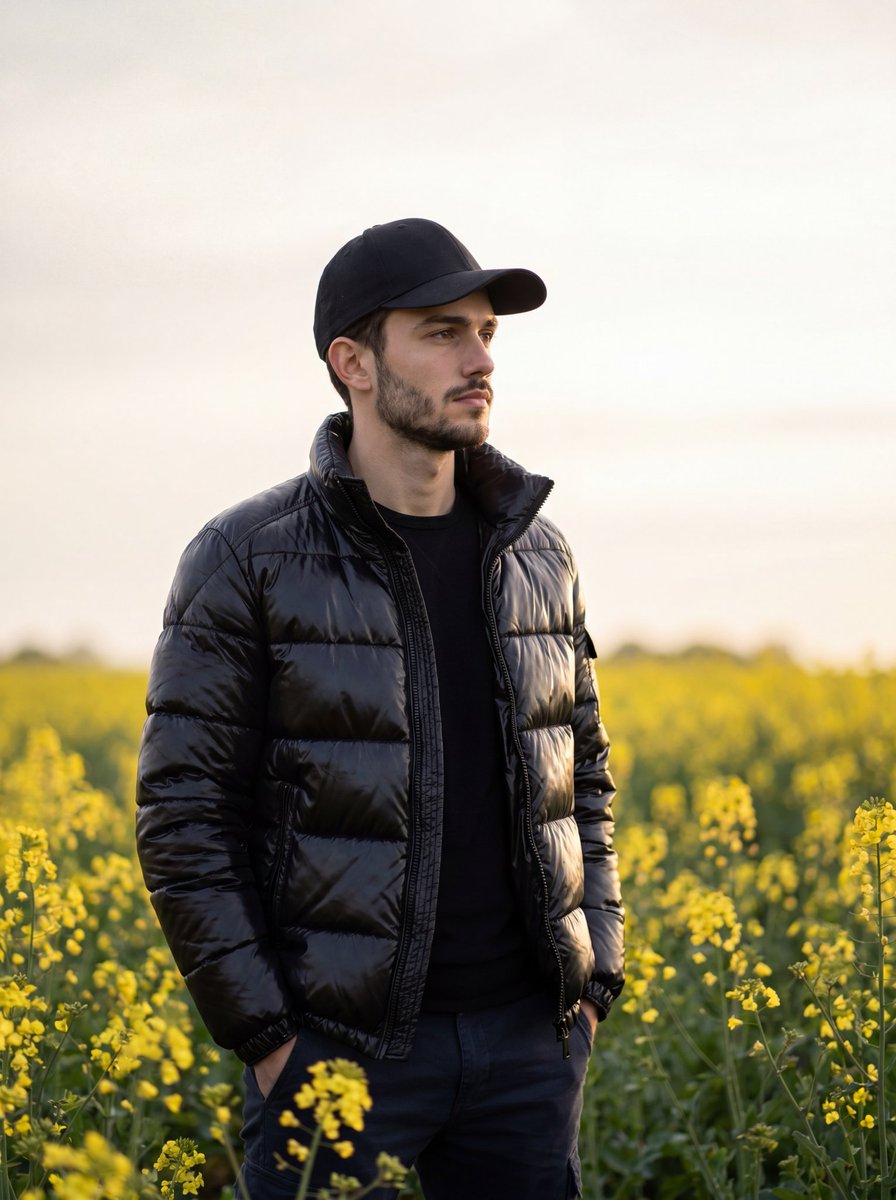 Moody Cinematic Meadow Portrait — Nano Banana Pro image prompt example