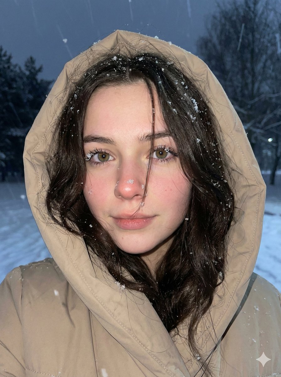 Moody Winter Close Up Portrait Prompt — Nano Banana Pro image prompt example