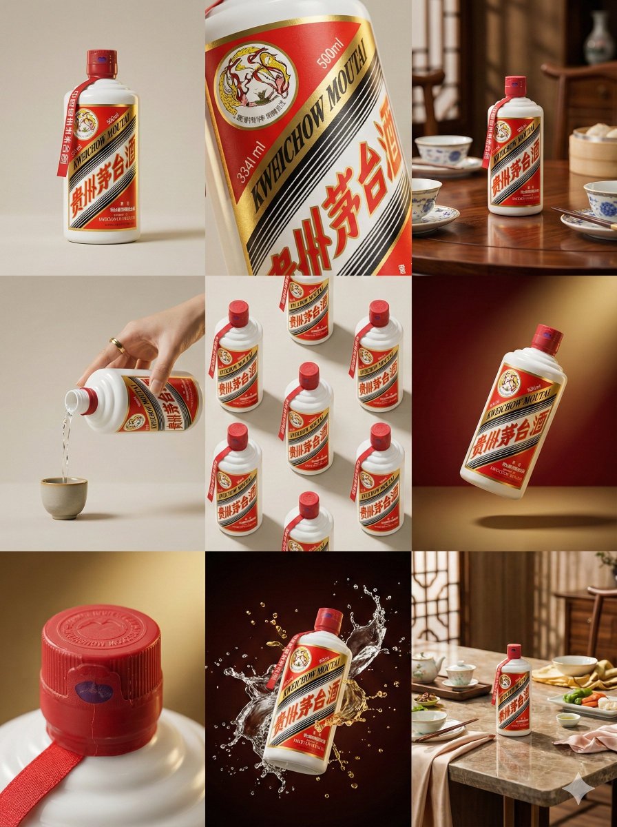 Moutai Brand 3x3 Visual Storyboard — Nano Banana Pro image prompt example