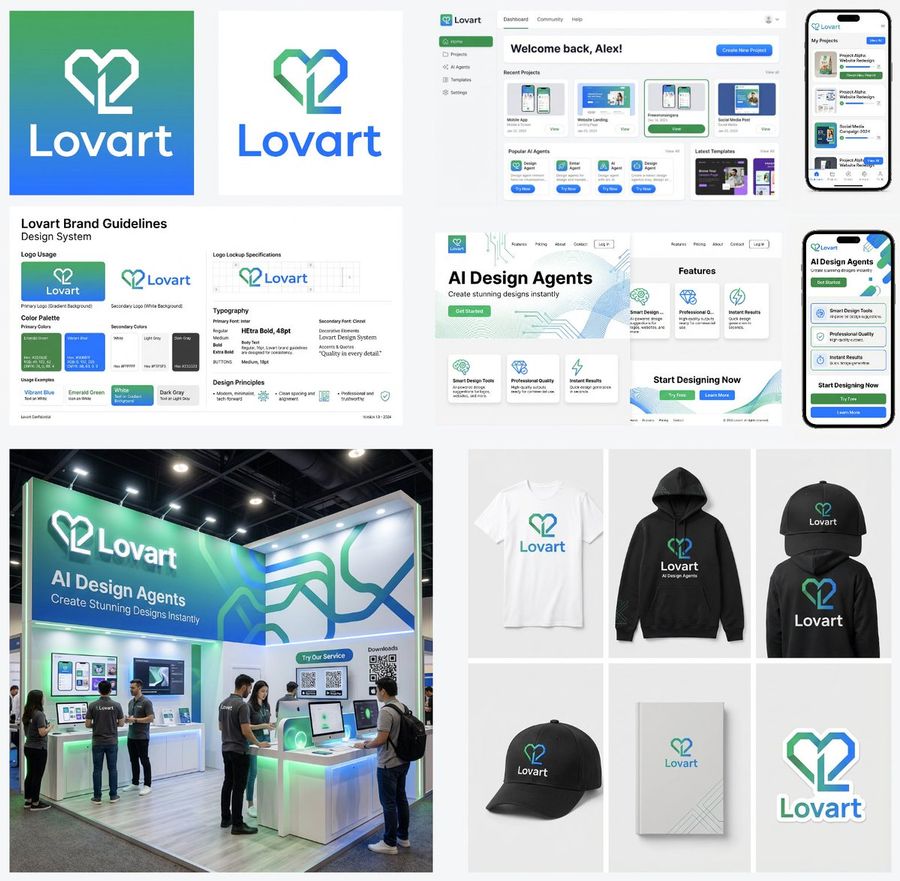 Multi Step Design Generation For Lovart Brand Identity — Nano Banana Pro image prompt example