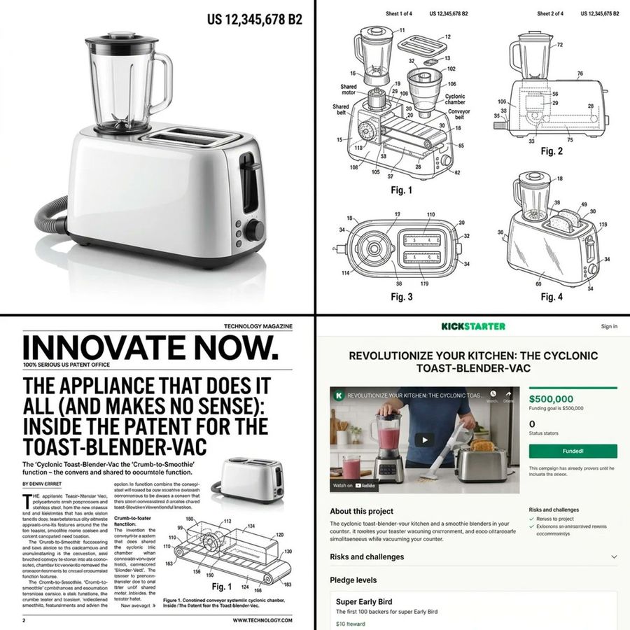 Multi Step Prompt For Generating Absurd Patent Documents And Product Renders — Nano Banana Pro image prompt example