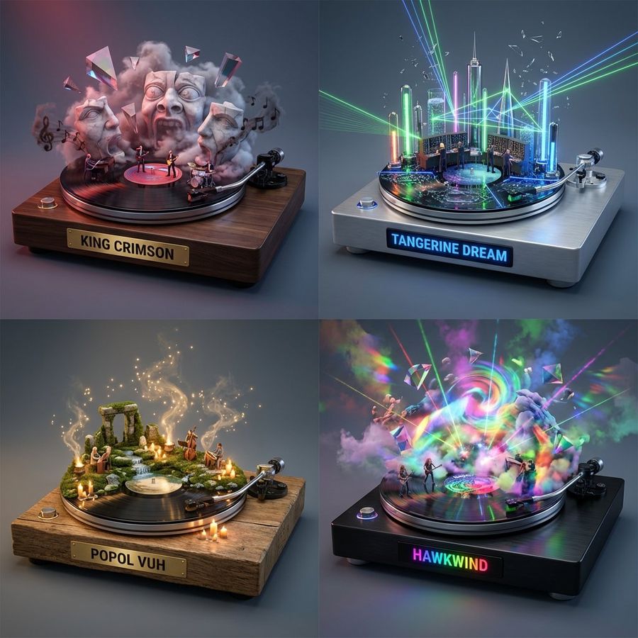 Music Curation Audio Visual Dioramas For Pink Floyd Fans — Nano Banana Pro image prompt example