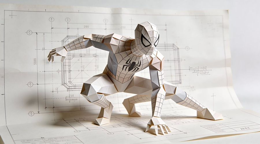 Natural Language Prompt For Spider Man Folded Paper Blueprint — Nano Banana Pro image prompt example