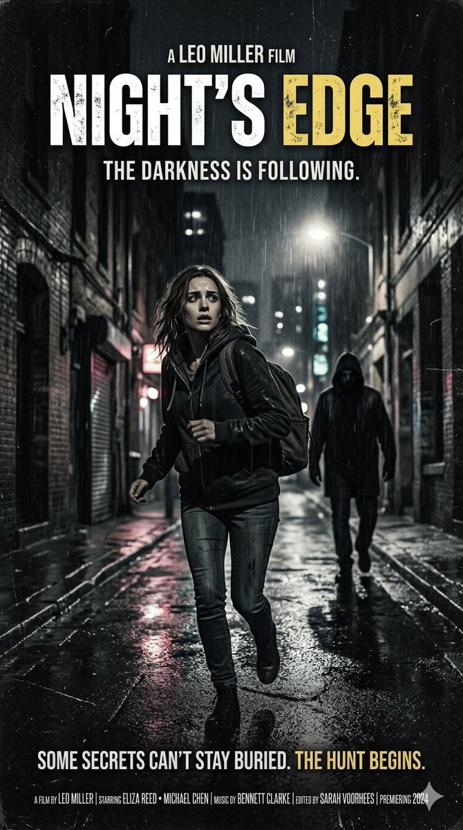 Neo Noir Psychological Thriller Movie Poster — Nano Banana Pro image prompt example