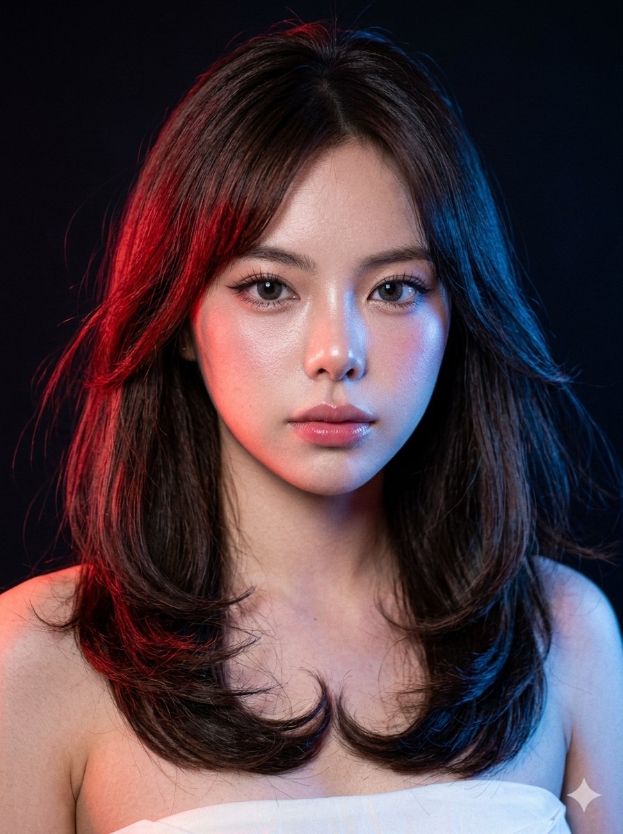 Neon Gel Lighting Studio Portrait — Nano Banana Pro image prompt example