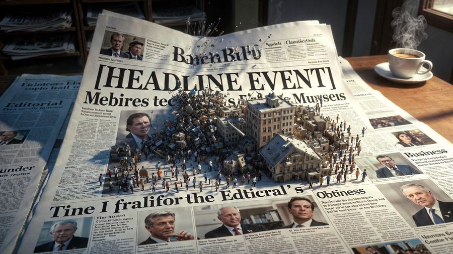 Newspaper Mid Unfold Diorama Prompt — Nano Banana Pro image prompt example