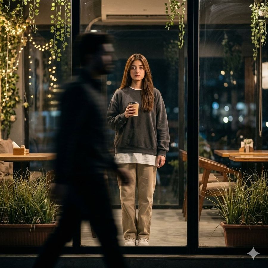 Night Caf Cinematic Portrait — Nano Banana Pro image prompt example