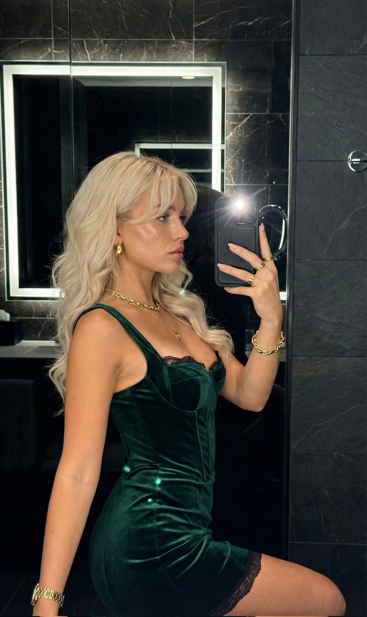Night Luxe Flash Photography Mirror Selfie — Nano Banana Pro image prompt example