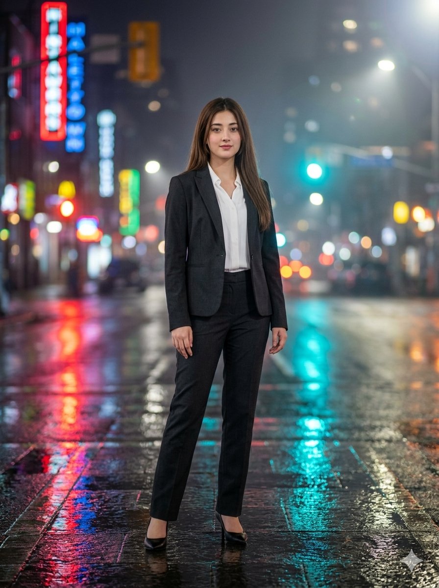 Night Street Fashion Portrait — Nano Banana Pro image prompt example