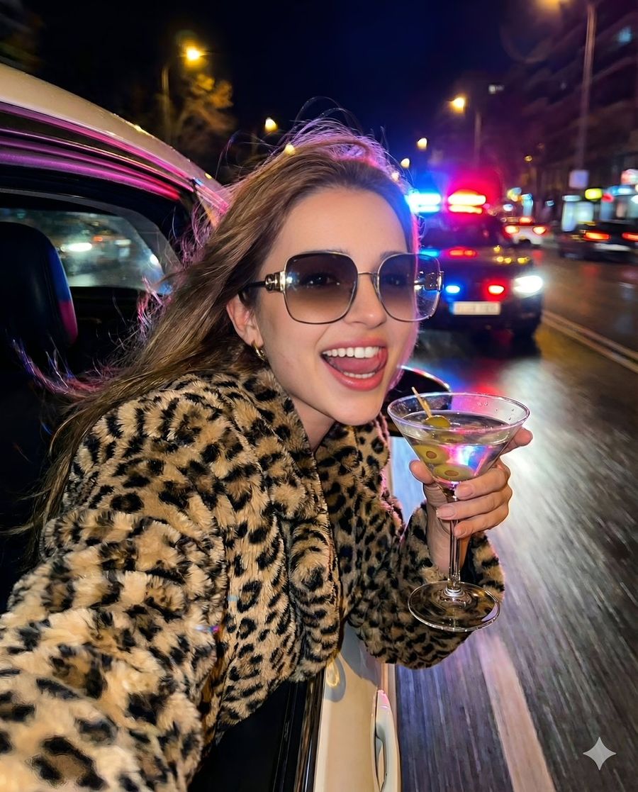 Nightlife Fashion Portrait In Luxury Car — Nano Banana Pro image prompt example