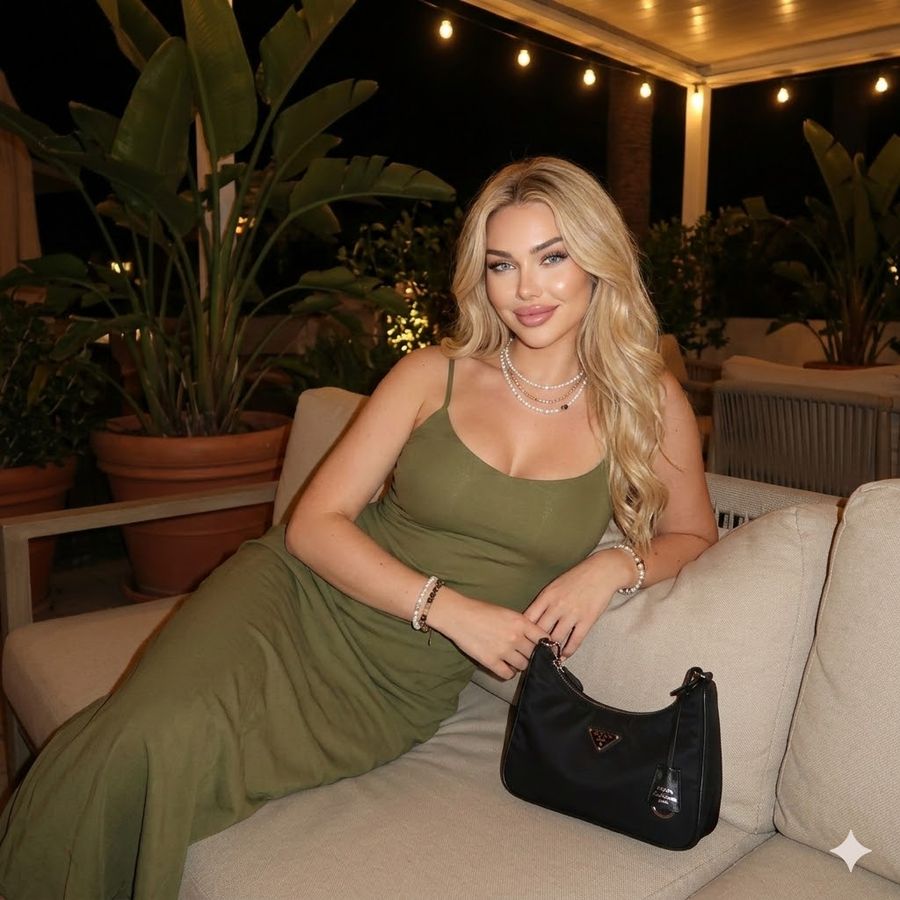 Nighttime Outdoor Lounge Portrait — Nano Banana Pro image prompt example