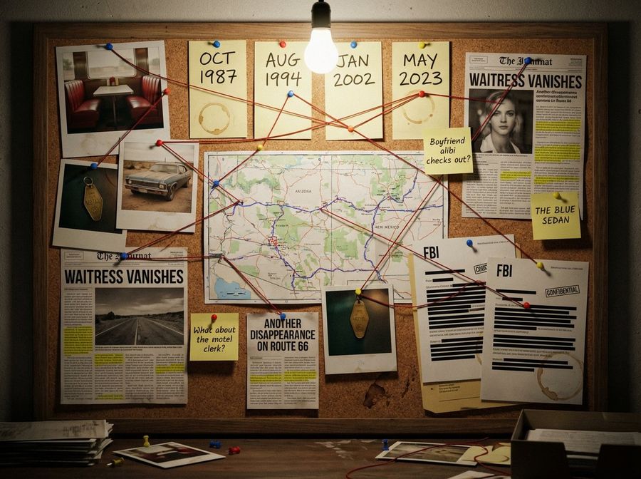 Noir Detective Evidence Board Visualization — Nano Banana Pro image prompt example