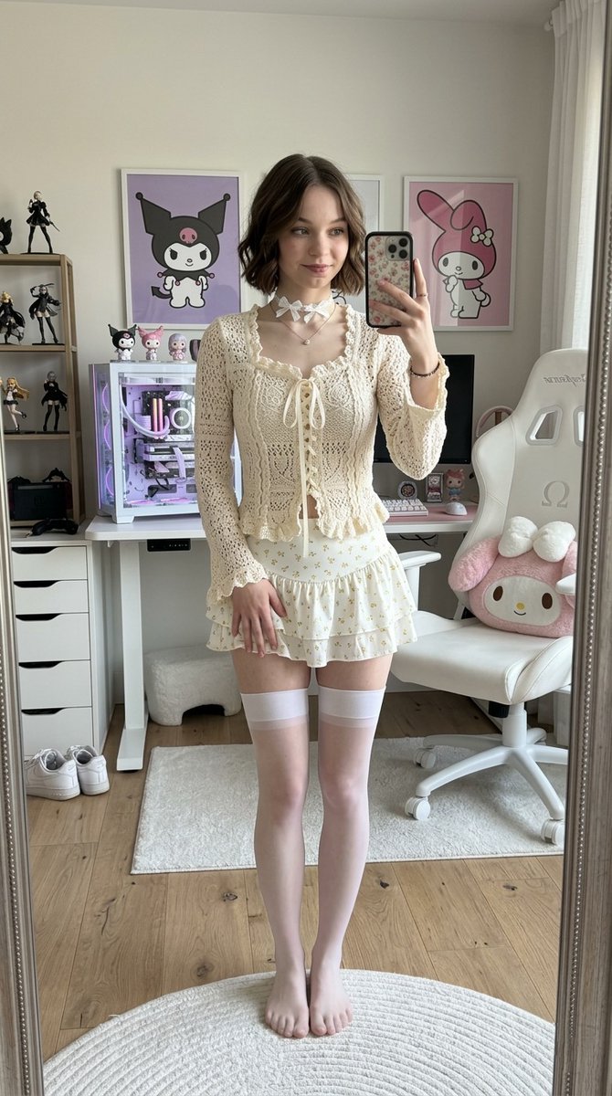 Olivia Rodrigo Gamer Chic Mirror Selfie — Nano Banana Pro image prompt example