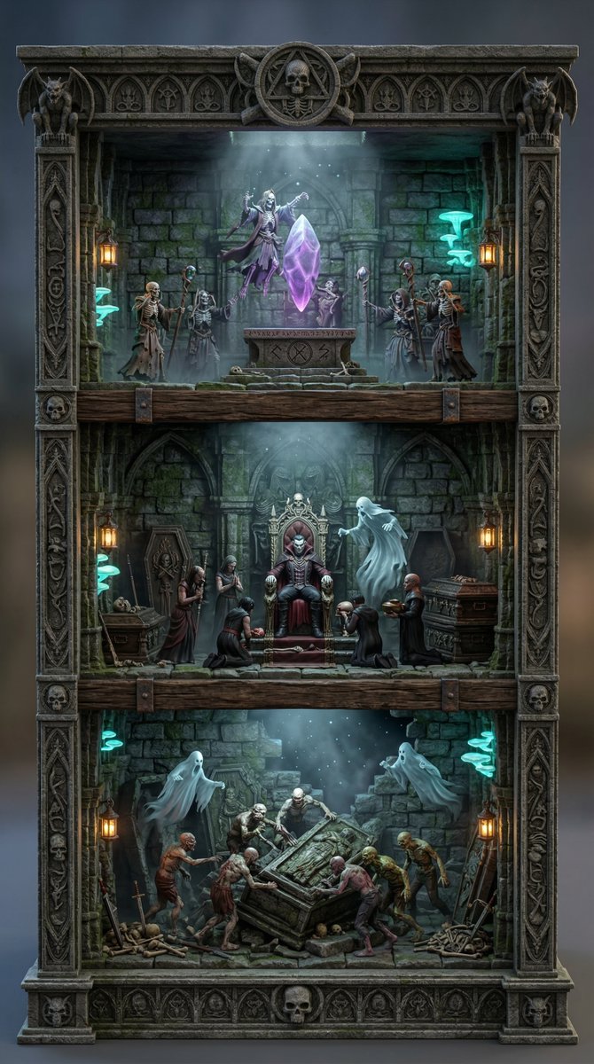 Ornate Diorama Of Undead Dungeon — Nano Banana Pro image prompt example