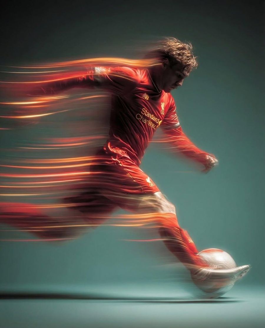 Panning Shot Of A Soccer Player Kicking A Ball — Nano Banana Pro image prompt example