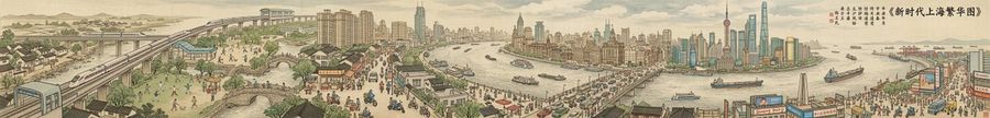 Panoramic Cityscape In Qingming Festival Scroll Style 81 Aspect Ratio — Nano Banana Pro image prompt example