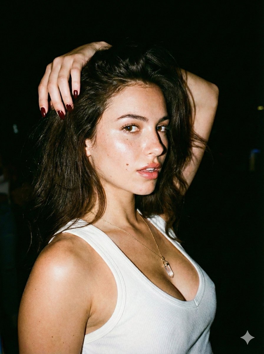 Paparazzi Flash Portrait Nightlife Glamour — Nano Banana Pro image prompt example