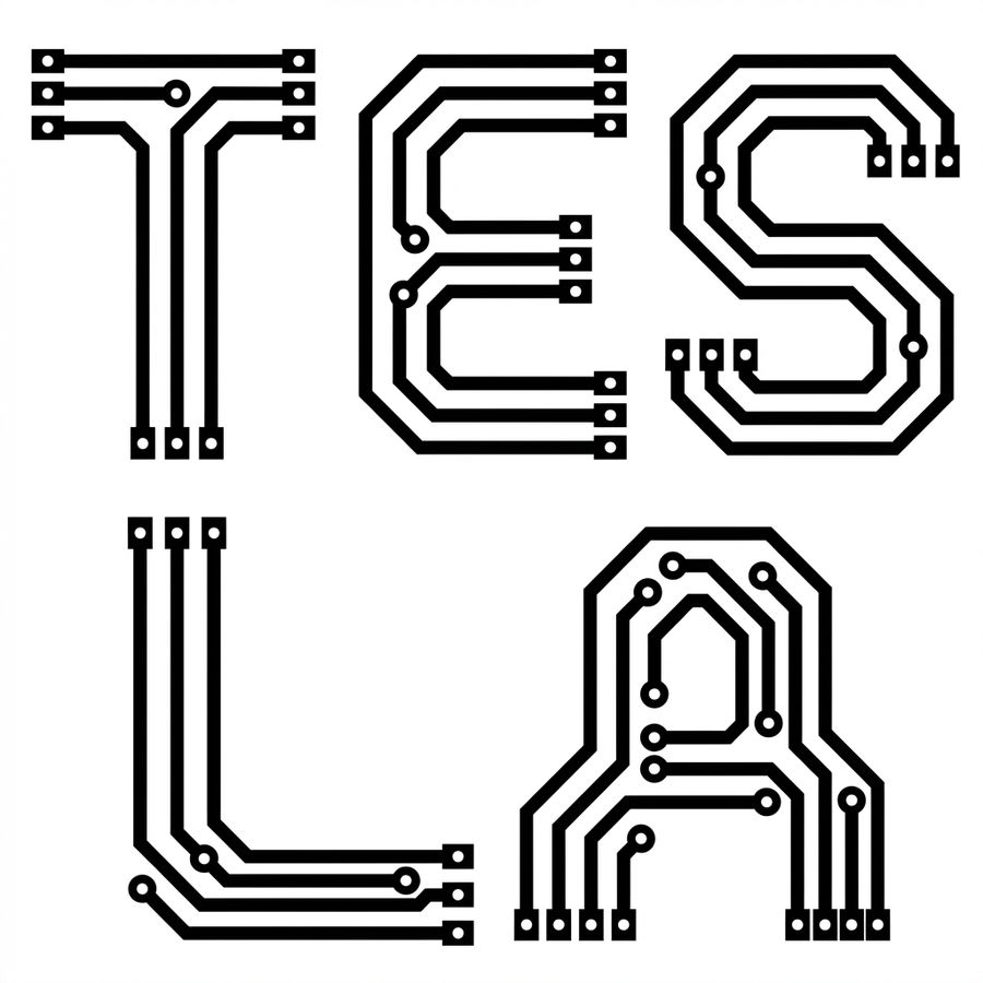 Pcb Word Art Schematic For Tesla — Nano Banana Pro image prompt example