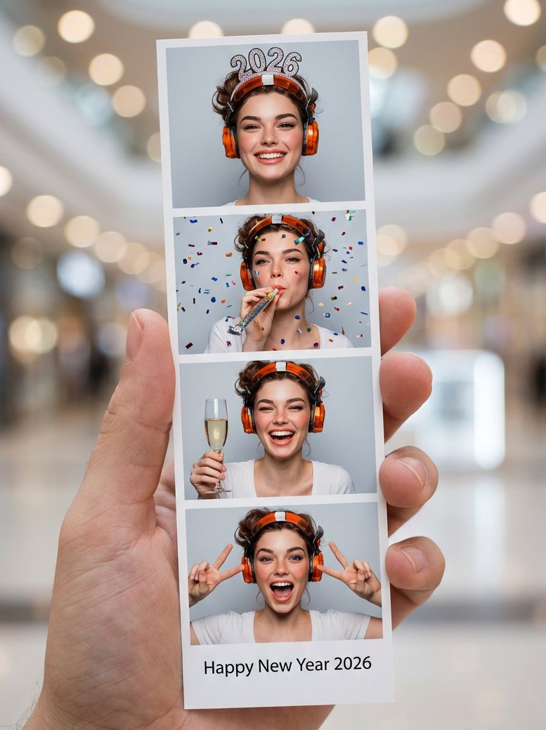 Photo Booth Print Strip With Identity Lock — Nano Banana Pro image prompt example