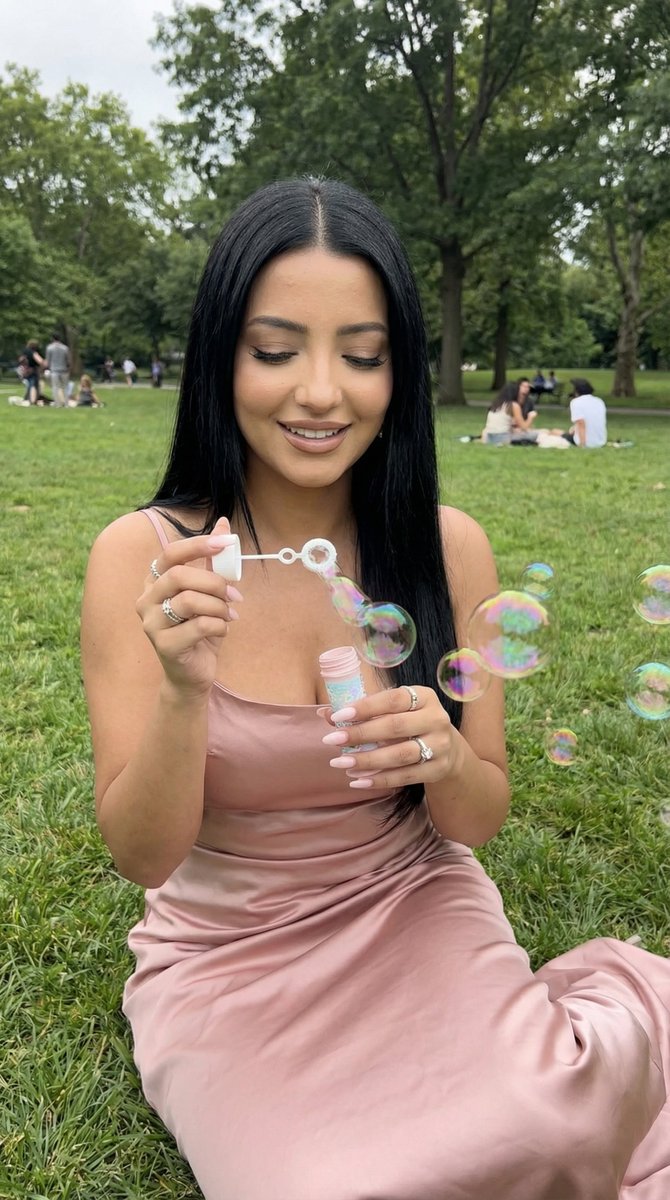Photoreal Lifestyle Portrait In Bubble Park Prompt — Nano Banana Pro image prompt example