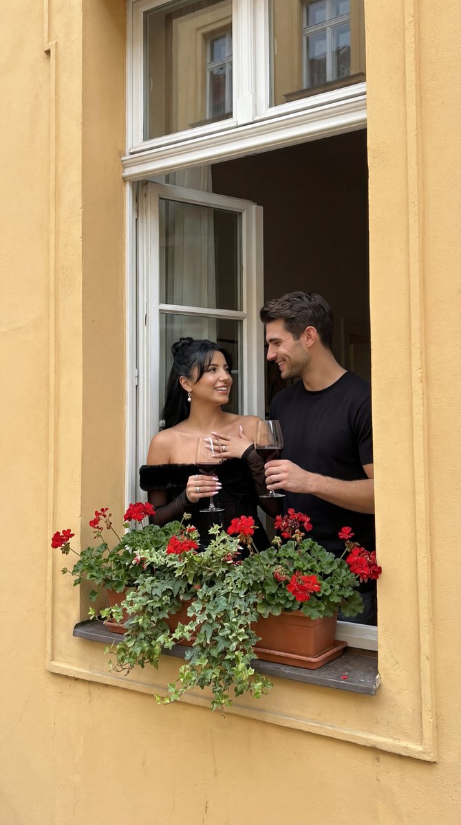 Photorealistic Architectural Edit Couple In Window — Nano Banana Pro image prompt example