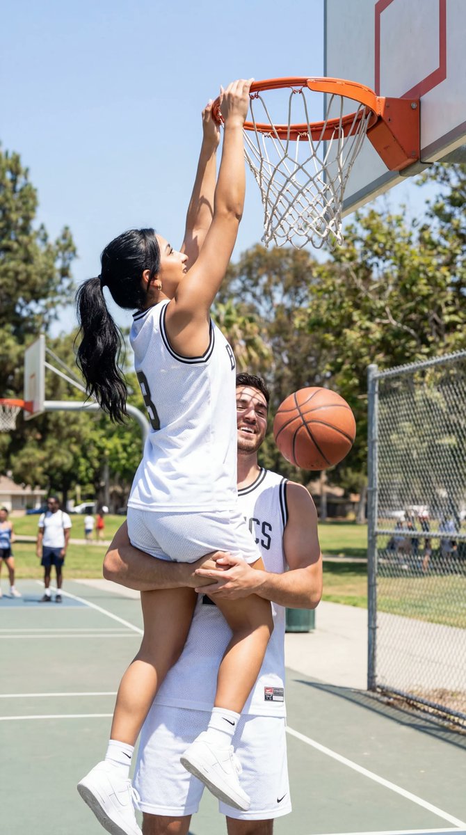 Photorealistic Basketball Assist Couple Prompt — Nano Banana Pro image prompt example