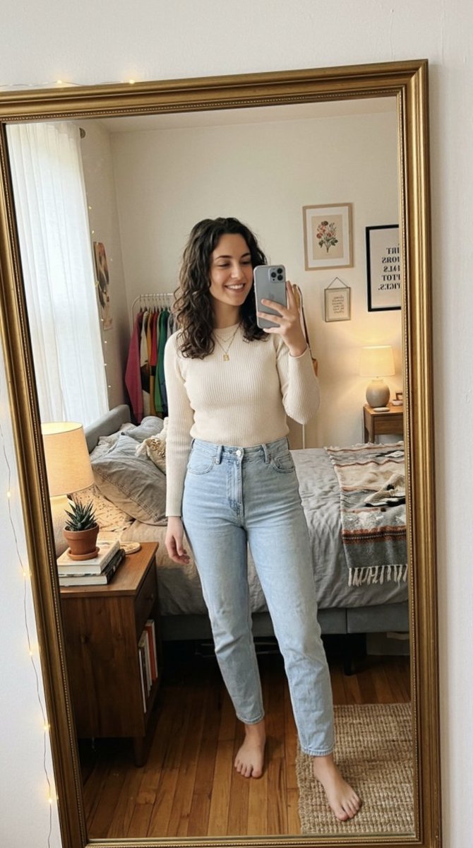 Photorealistic Mirror Selfie Portrait — Nano Banana Pro image prompt example