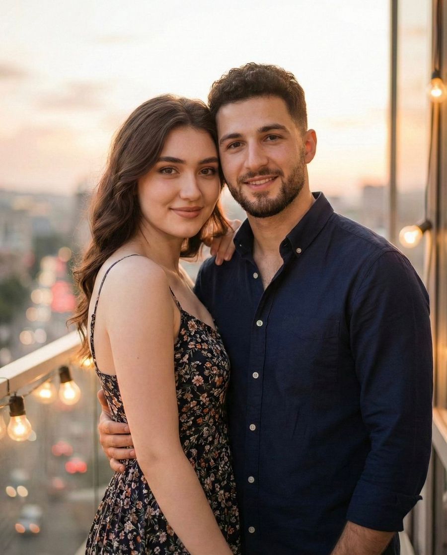 Photorealistic Romantic Couple Portrait With Identity Preservation — Nano Banana Pro image prompt example