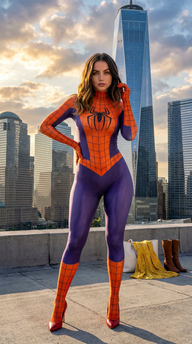 Photorealistic Spider Girl Portrait With Voluminous Anatomy — Nano Banana Pro image prompt example