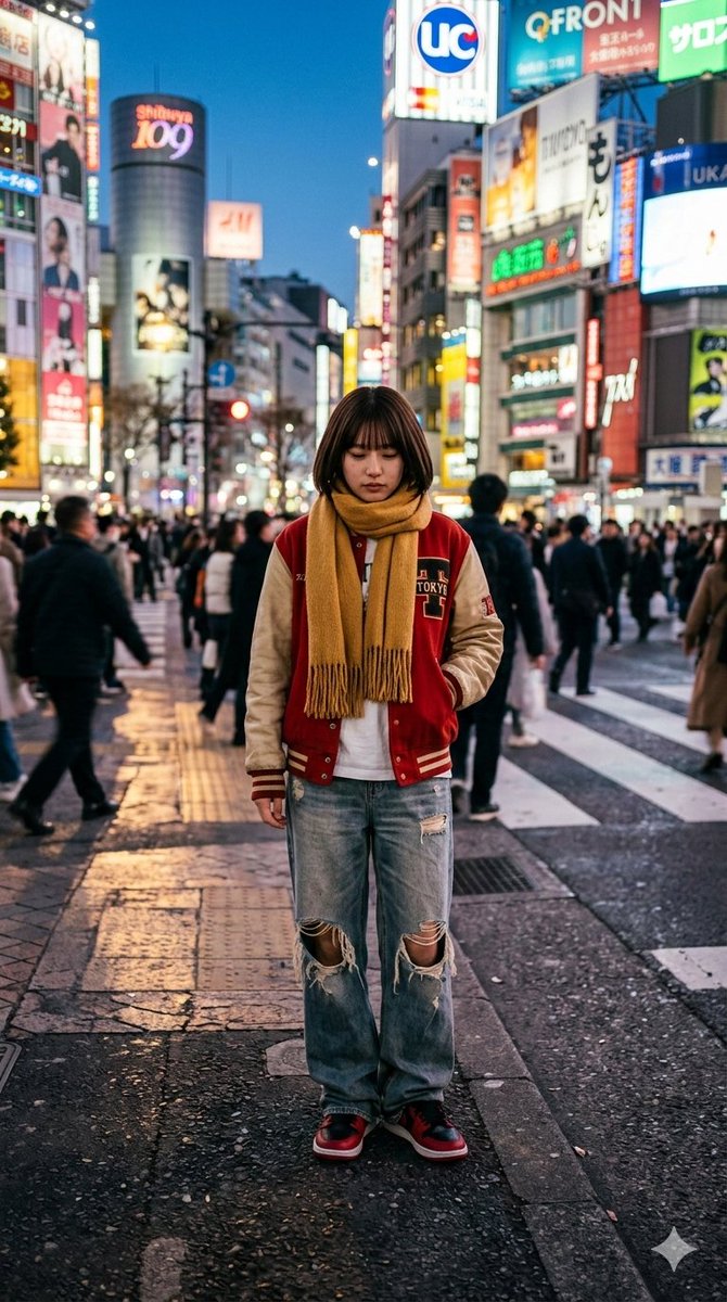 Photorealistic Street Photo Prompt Vintage Fashion Girl In Shibuya — generated with Nano Banana Pro