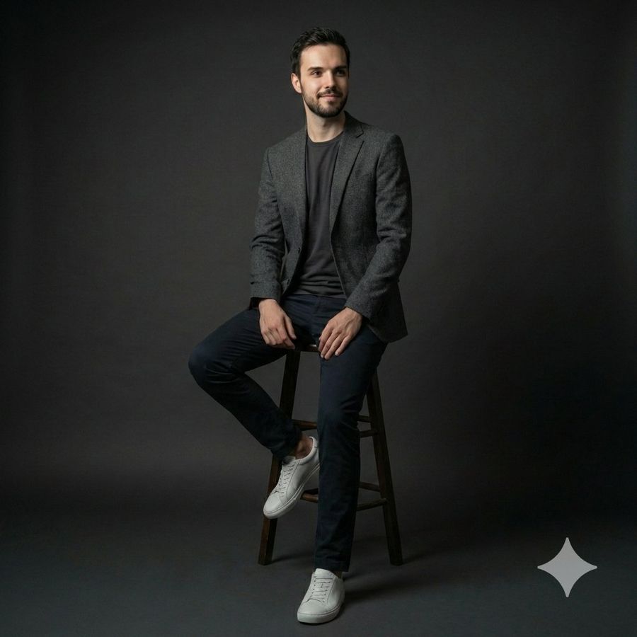 Photorealistic Studio Portrait Prompt For Male Model — Nano Banana Pro image prompt example