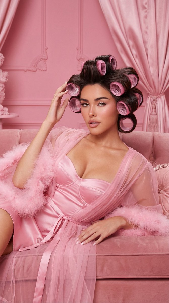Pink Monochromatic Vintage Boudoir Editorial — Nano Banana Pro image prompt example