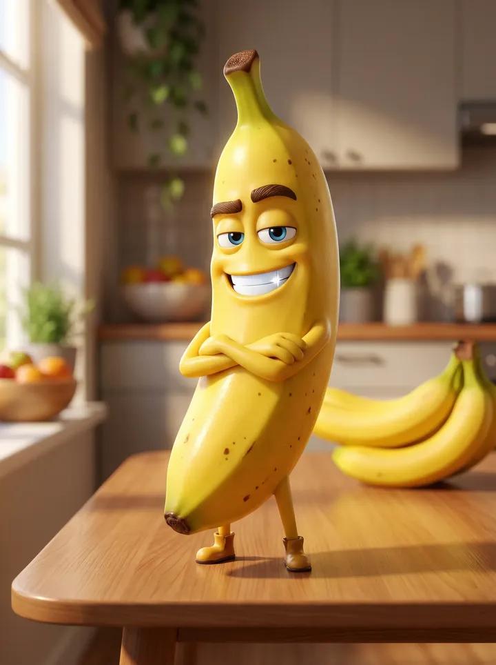 Pixar Style Banana Character Animation Prompt — Nano Banana Pro image prompt example