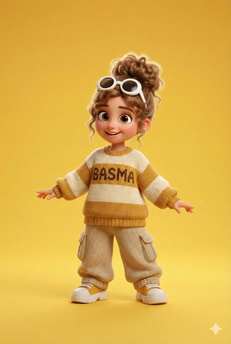 Pixardisney 3d Cartoon Character With Knitted Name — Nano Banana Pro image prompt example