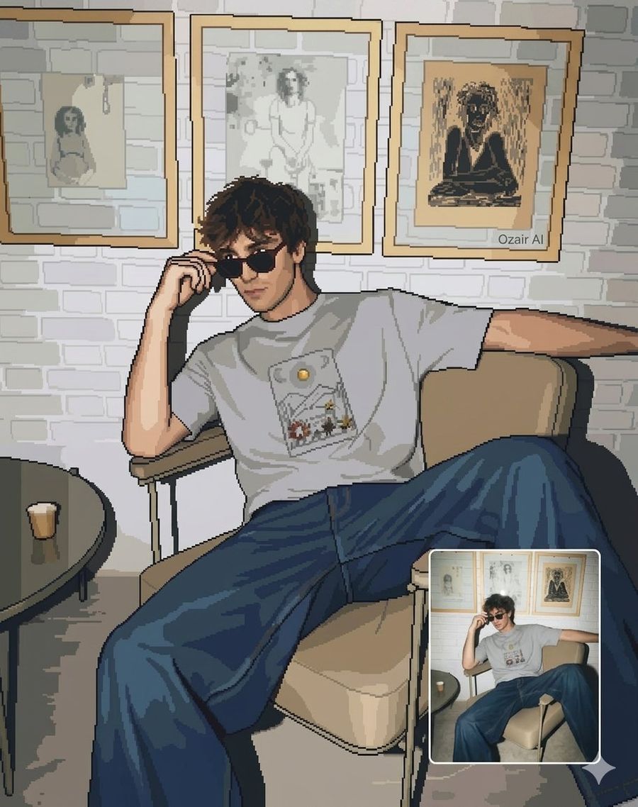 Pixel Art Portrait Of A Stylish Man — Nano Banana Pro image prompt example