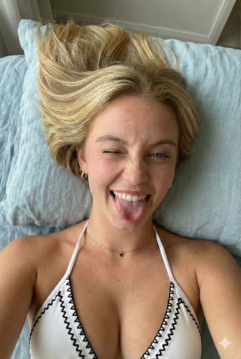 Playful Overhead Bikini Portrait Prompt — Nano Banana Pro image prompt example