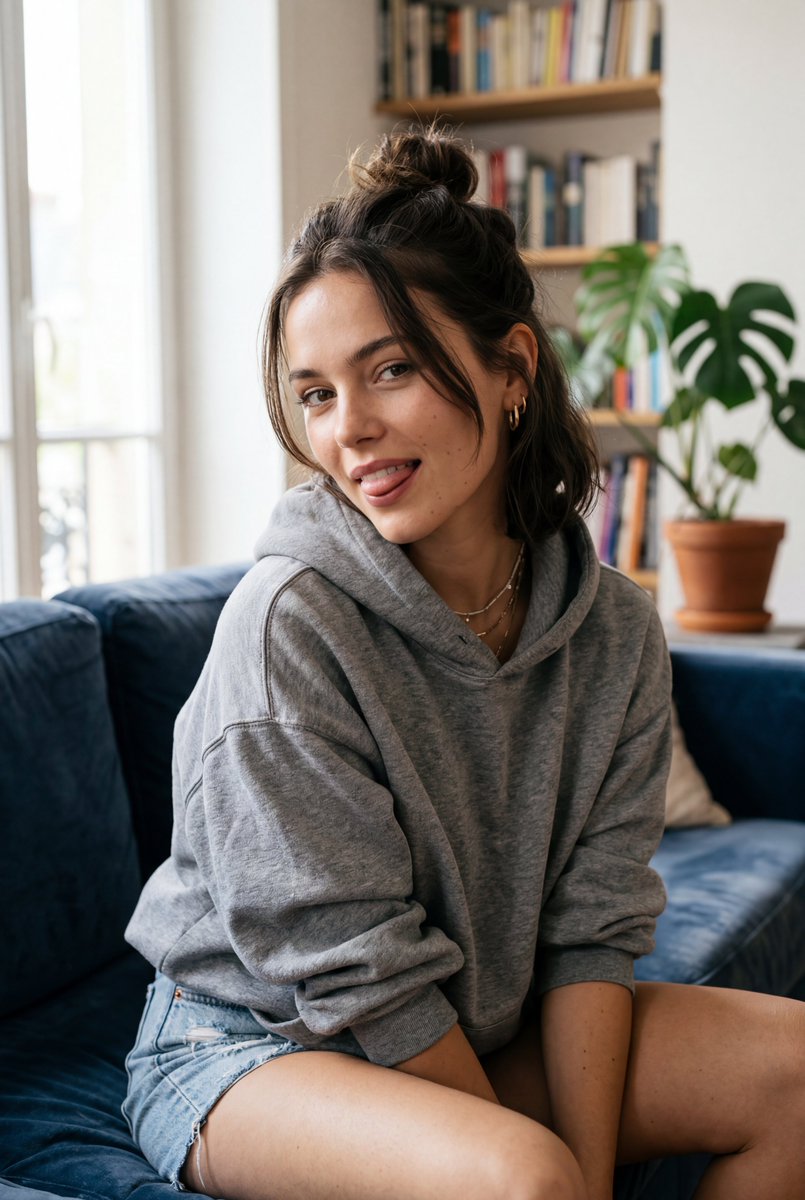 Playful Tongue Out Lifestyle Portrait — Nano Banana Pro image prompt example