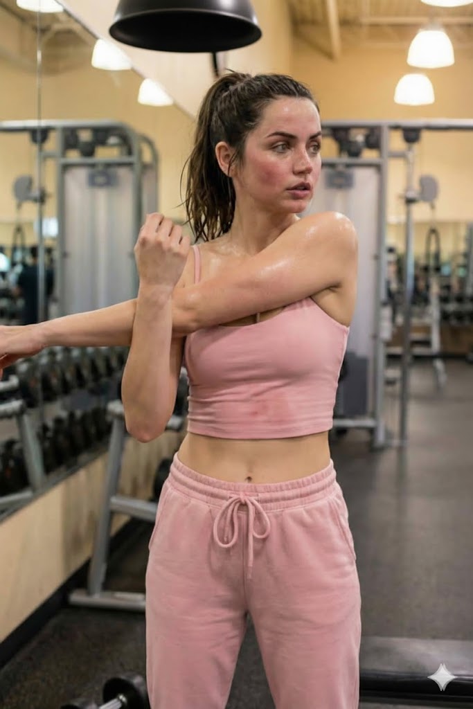 Post Workout Stretching Session At The Gym — Nano Banana Pro image prompt example
